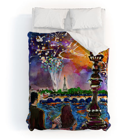 Ginette Fine Art New Year In Paris Comforter