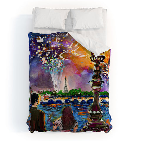 Ginette Fine Art New Year In Paris Duvet Cover
