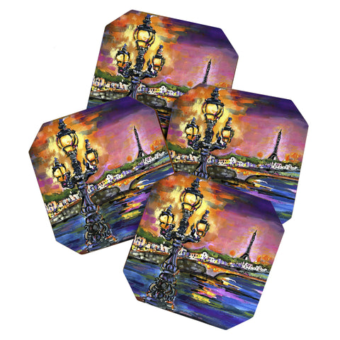 Ginette Fine Art Paris Lights at Night Coaster Set