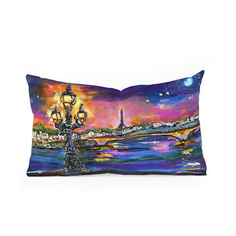 Ginette Fine Art Paris Lights at Night Oblong Throw Pillow