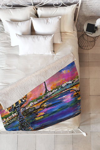 Ginette Fine Art Paris Lights at Night Fleece Throw Blanket