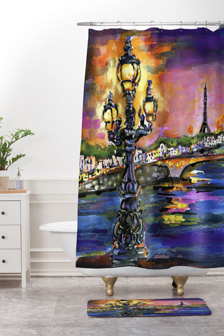Ginette Fine Art Paris Lights at Night Shower Curtain And Mat