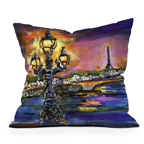Ginette Fine Art Paris Lights at Night Throw Pillow