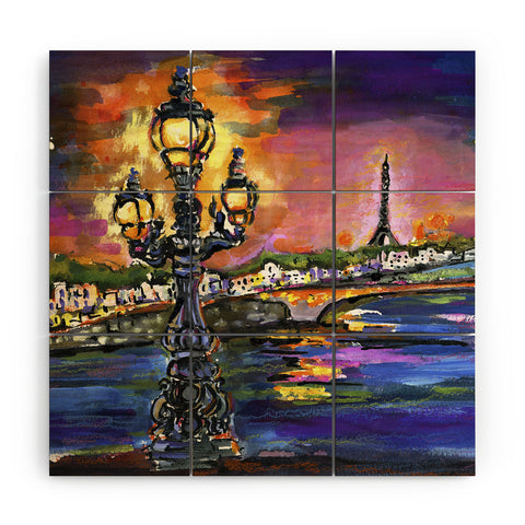 Ginette Fine Art Paris Lights at Night Wood Wall Mural