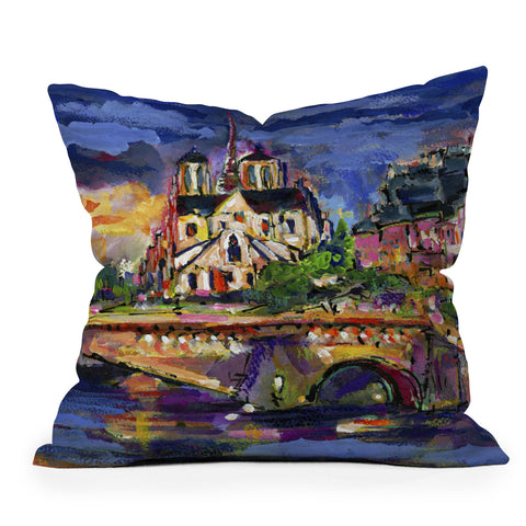 Ginette Fine Art Paris Notre Dame Outdoor Throw Pillow