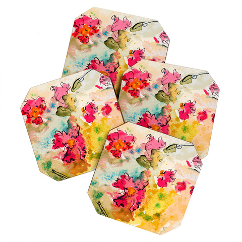 Ginette Fine Art Pink Fantasy Coaster Set