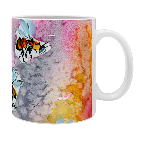 Ginette Fine Art Pink Flowers and Bees Coffee Mug