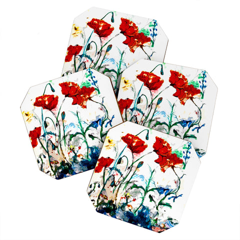 Ginette Fine Art Poppies In Light Coaster Set