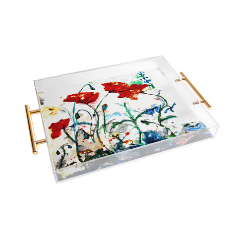 Ginette Fine Art Poppies In Light Acrylic Tray