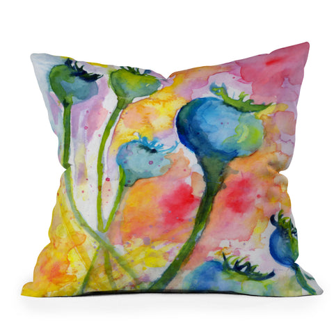 Ginette Fine Art Poppy Pods Outdoor Throw Pillow