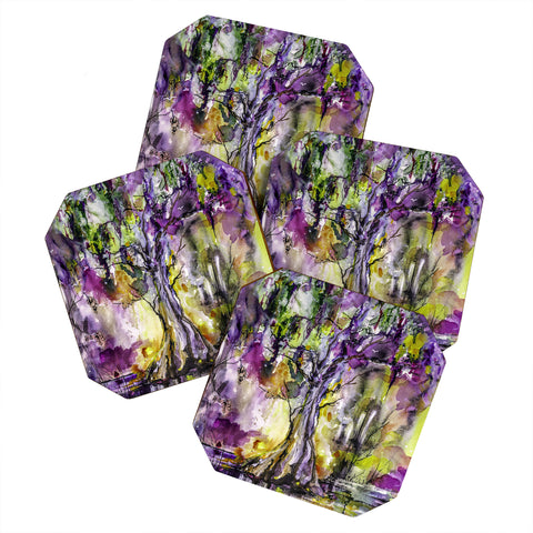 Ginette Fine Art Purple Magic Tree Coaster Set