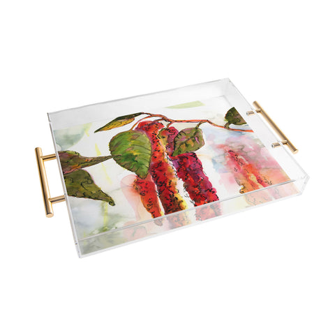Ginette Fine Art Red Amaranth Modern Botanical Acrylic Tray