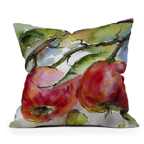 Ginette Fine Art Red Apples Watercolors Outdoor Throw Pillow