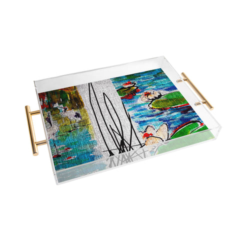Ginette Fine Art Red Crowned Cranes Acrylic Tray