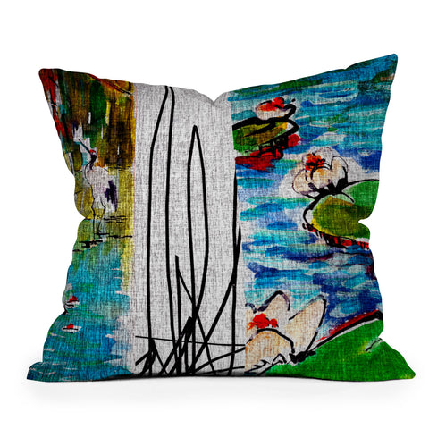 Ginette Fine Art Red Crowned Cranes Outdoor Throw Pillow