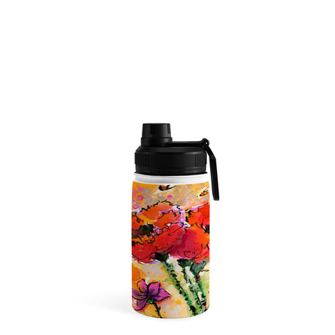 Ginette Fine Art Red Poppies and Bees Water Bottle