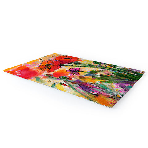 Ginette Fine Art Red Poppies and Bees Area Rug