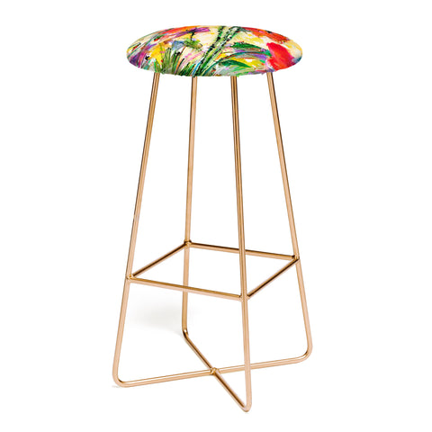 Ginette Fine Art Red Poppies and Bees Bar Stool