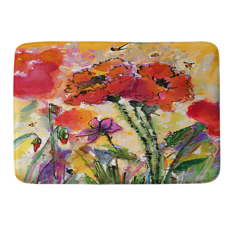 Ginette Fine Art Red Poppies and Bees Memory Foam Bath Mat