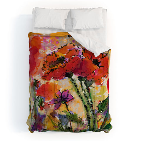 Ginette Fine Art Red Poppies and Bees Comforter