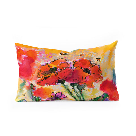 Ginette Fine Art Red Poppies and Bees Oblong Throw Pillow