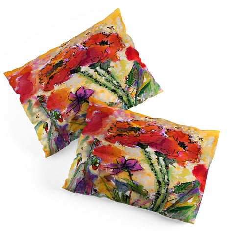 Ginette Fine Art Red Poppies and Bees Pillow Shams