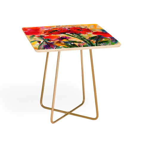 Ginette Fine Art Red Poppies and Bees Side Table