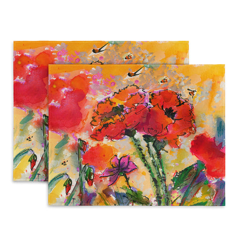Ginette Fine Art Red Poppies and Bees Placemat