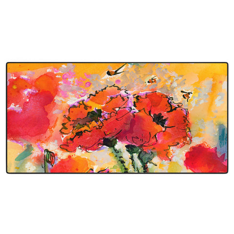 Ginette Fine Art Red Poppies and Bees Desk Mat