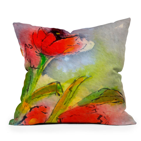 Ginette Fine Art Red Tulips 3 Outdoor Throw Pillow