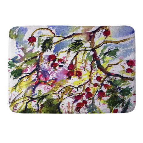 Ginette Fine Art Rose Hips Watercolor Ginette Memory Foam Bath Mat