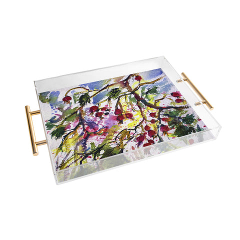 Ginette Fine Art Rose Hips Watercolor Ginette Acrylic Tray