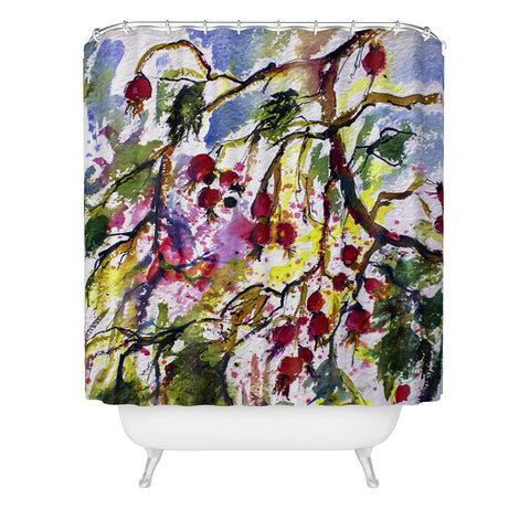 Ginette Fine Art Rose Hips Watercolor Ginette Shower Curtain