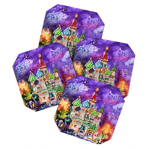 Ginette Fine Art Saint Basils Cathedral Russia Coaster Set