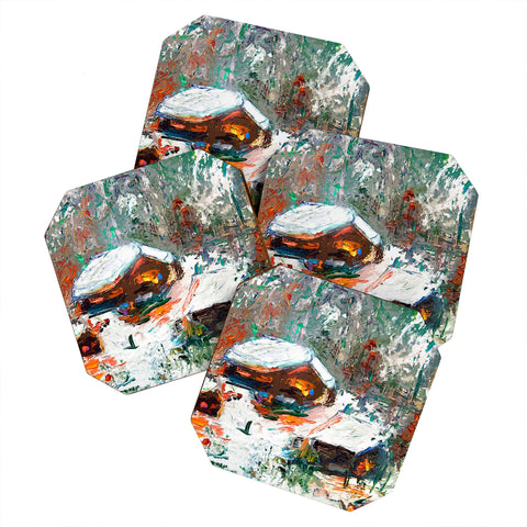 Ginette Fine Art Snowed In Coaster Set