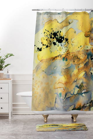 Ginette Fine Art Sorrento Yellow Italy Shower Curtain And Mat