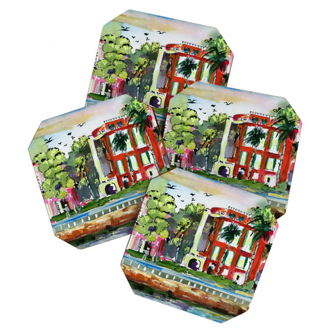 Ginette Fine Art South Carolina Houses Coaster Set