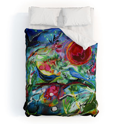 Ginette Fine Art Strawberry Moon Bird Song Duvet Cover