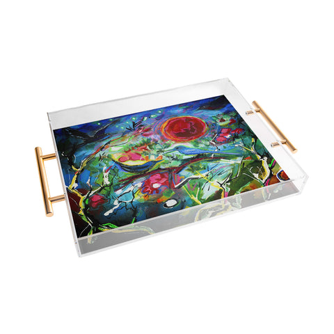 Ginette Fine Art Strawberry Moon Bird Song Acrylic Tray