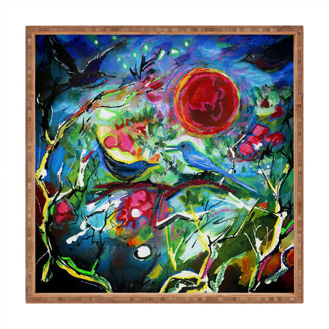 Ginette Fine Art Strawberry Moon Bird Song Square Tray