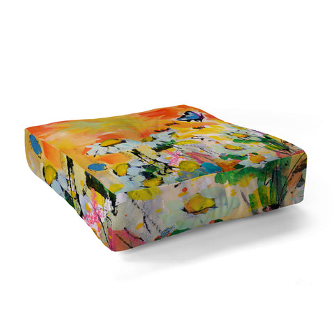 Ginette Fine Art Summer Flower Riot Floor Pillow Square