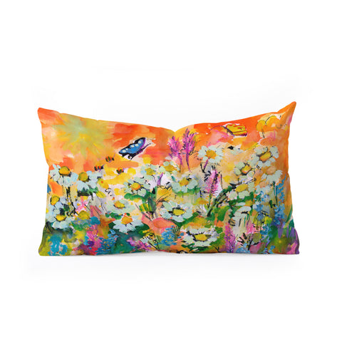 Ginette Fine Art Summer Flower Riot Oblong Throw Pillow