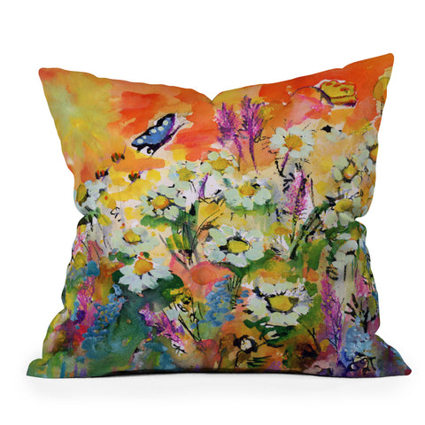 Ginette Fine Art Summer Flower Riot Outdoor Throw Pillow