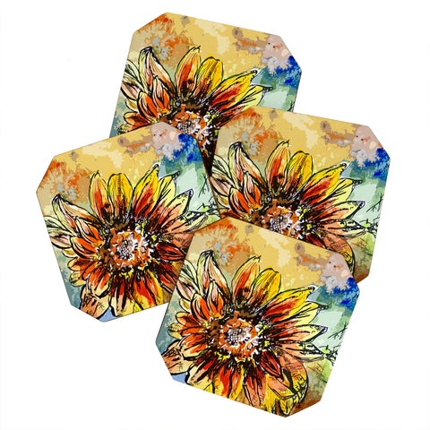Ginette Fine Art Sunflower Moroccan Eyes Coaster Set
