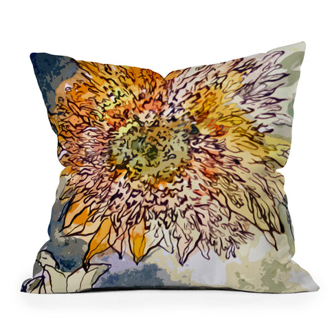 Ginette Fine Art Sunflower Prickly Face Outdoor Throw Pillow