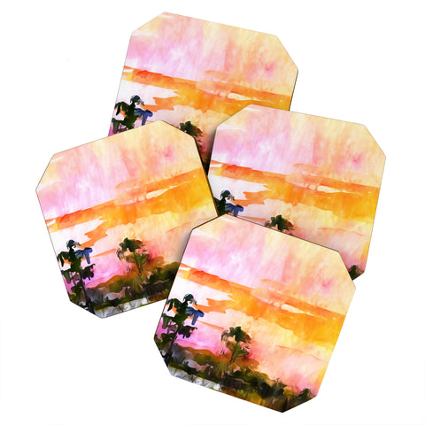 Ginette Fine Art Sunset In The Wetlands Coaster Set