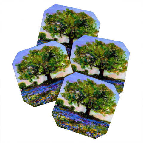 Ginette Fine Art Texas Hill Country Bluebonnets Coaster Set