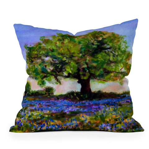 Ginette Fine Art Texas Hill Country Bluebonnets Outdoor Throw Pillow