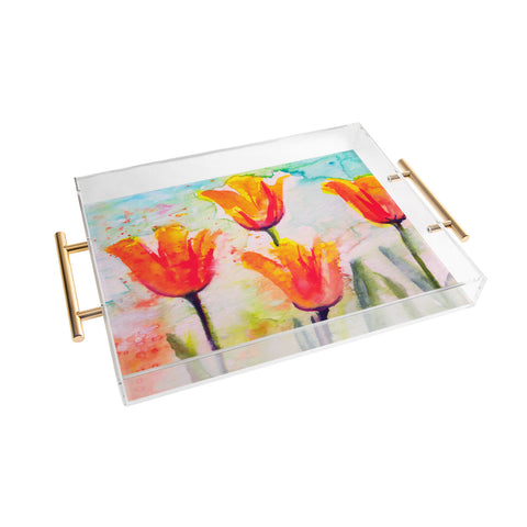 Ginette Fine Art Tulips Bells Of Spring Acrylic Tray