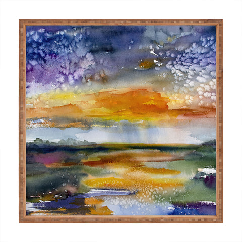 Ginette Fine Art Wetland Sunset Square Tray